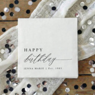 Moderne elegante einfache Happy Birthday Schrift Serviette