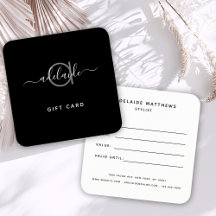 Moderne elegante, einfache Monogram Black Gift Car