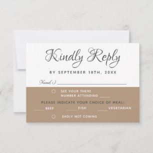 Moderne elegante einfache Schrift RSVP-Menüauswahl RSVP Karte