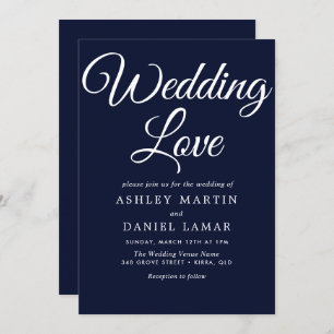 Moderne, elegante, einfache Script-Navy & White We Einladung