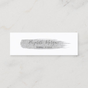 Moderne elegante einfache, silberne Glitter-Pinsel Mini Visitenkarte