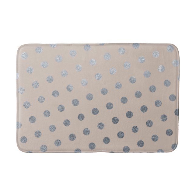 Moderne Elegante einfache Taupe & Silver Polka Dot Badematte (Vorderseite)