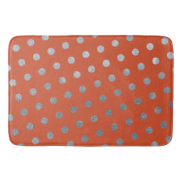 Moderne Elegante Einfache Terracotta Silver Polka  Badematte