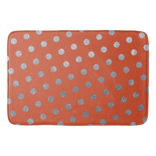 Moderne Elegante Einfache Terracotta Silver Polka  Badematte (Vorderseite)