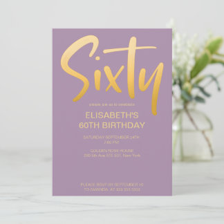 Moderne elegante einfache violette 60. Geburtstags Einladung