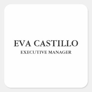 Moderne elegante einfache weiße Manager im Trend Quadratischer Aufkleber