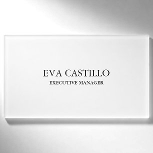 Moderne elegante einfache weiße Manager Namenschild