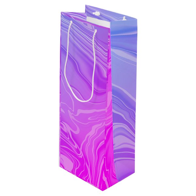 Moderne Elegante Elegante schicke Marmorplatte Geschenktüte Für Weinflaschen (Vorderseite Schrägansicht)