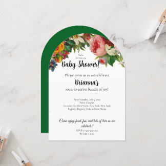 Moderne elegante Emerald Green Floral Baby Dusche Einladung