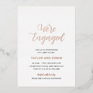 Moderne Elegante Engagement Party Rose Gold Folieneinladung