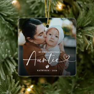 Moderne elegante erste Weihnachten als Tante Foto- Keramikornament