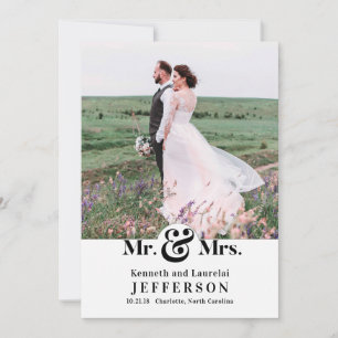 Moderne elegante Et-Zeichen Herr und Frau Hochzeit Ankündigung