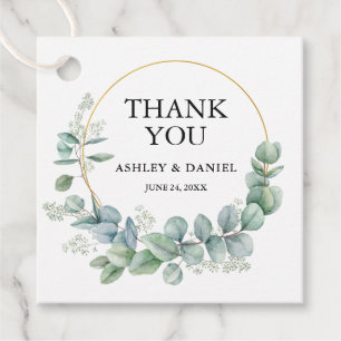 Moderne elegante Eucalyptus Gold Wedding Vielen Da Geschenkanhänger