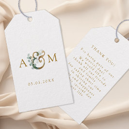 Moderne, elegante Eukalyptus-Ampere und Hochzeit Geschenkanhänger