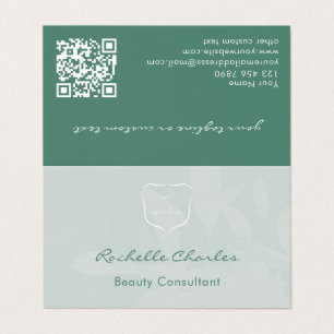 Moderne elegante Eukalyptus-Grün-Füge-Logo-QR-Code Visitenkarten