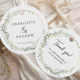 Moderne, elegante Eukalyptus-Hochzeit Geschenkanhänger