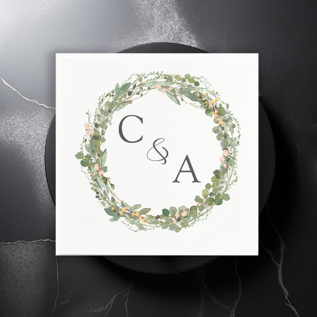 Moderne, elegante Eukalyptus-Hochzeit Serviette (Von Creator hochgeladen)