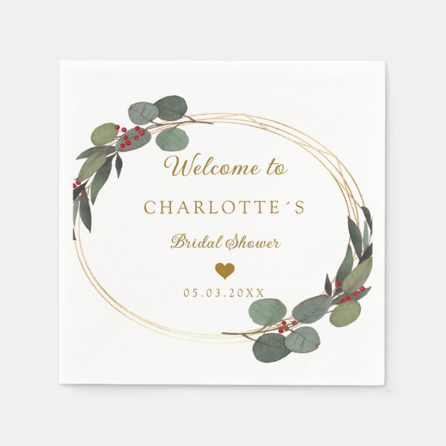 Moderne, elegante Eukalyptus-Hochzeit Serviette (Vorderseite)