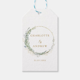 Moderne, elegante Eukalyptus-Hochzeitstitel Geschenkanhänger