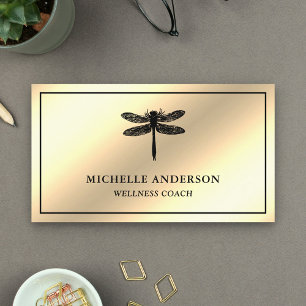 Moderne elegante falsche creme-goldene Folie Libel Visitenkarte