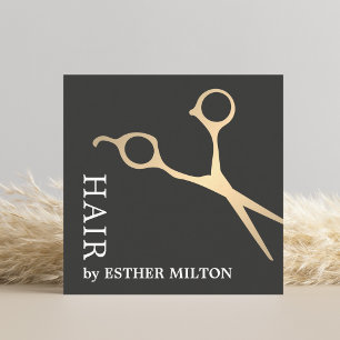Moderne elegante falsche goldene Schere Hairstylis Quadratische Visitenkarte