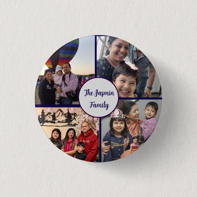 Moderne elegante Familienbilder stylish  Button (Vorderseite)