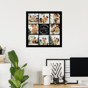 Moderne Elegante Familienfoto Collage Black Keepak Poster
