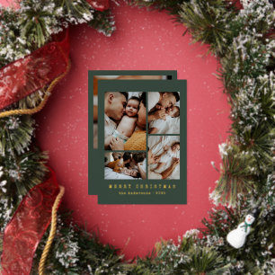 Moderne elegante Familienfoto-Collage Weihnachten Folien Feiertagskarte