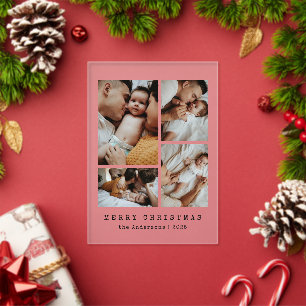 Moderne elegante Familienfoto-Collage Weihnachtska Acryleinladungen
