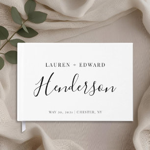 Moderne, elegante Familienname Hochzeit Gästebuch