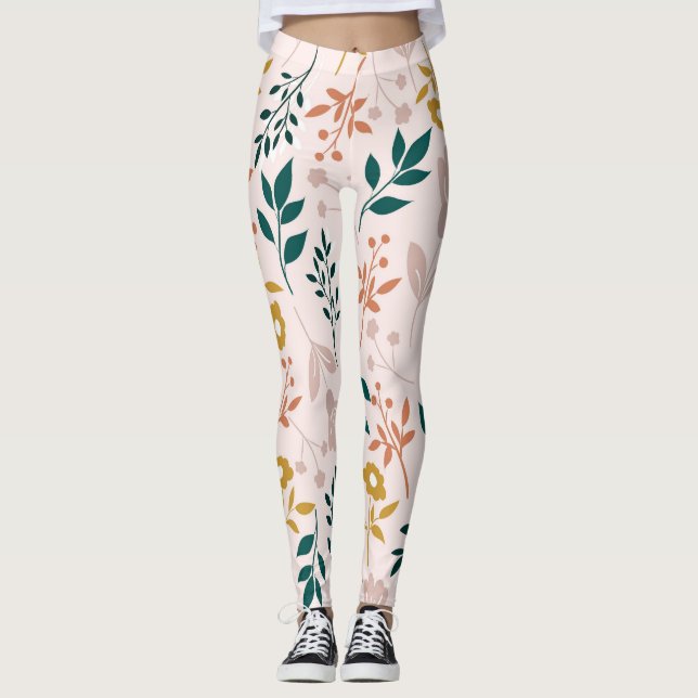 Moderne Elegante Farben Stilvoll floral Leggings (Vorderseite)