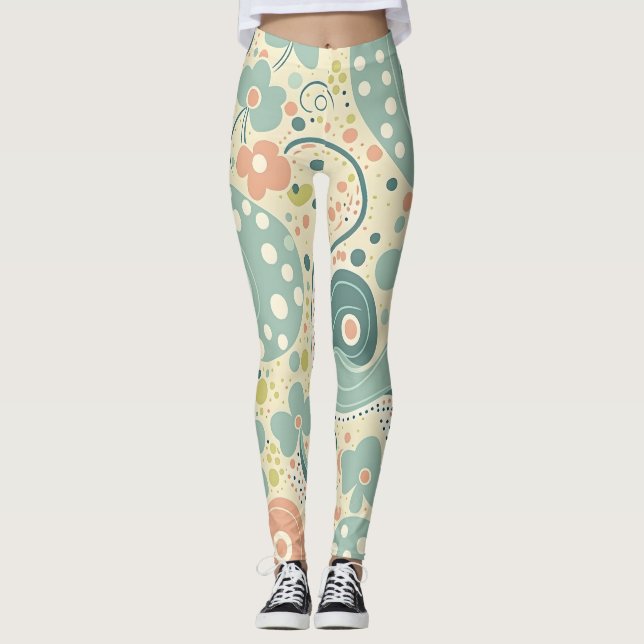 Moderne elegante, farbenfrohe und stilvolle Blumen Leggings (Vorderseite)