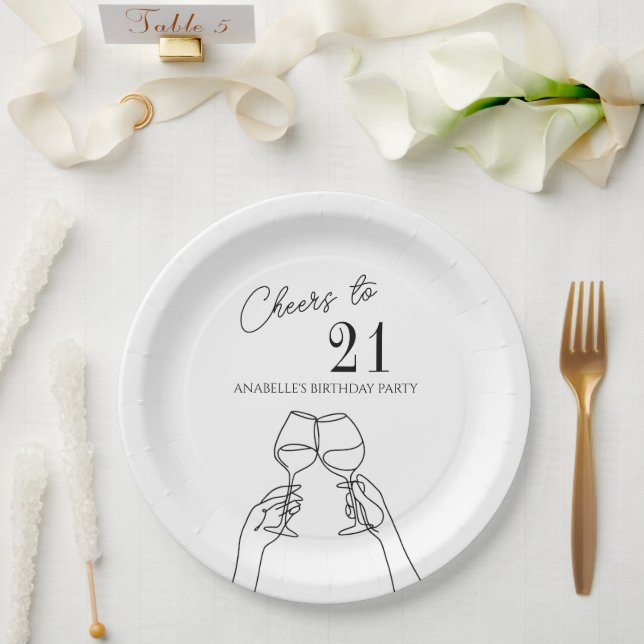 Moderne elegante Feier zum 21. Geburtstag Pappteller (Hochzeit)