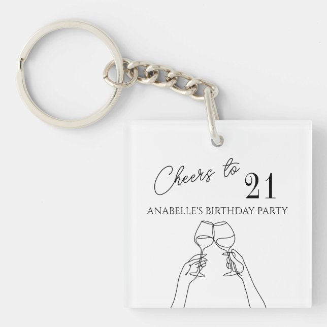 Moderne elegante Feier zum 21. Geburtstag Schlüsselanhänger (Vorderseite)