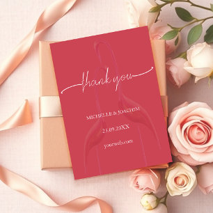 Moderne elegante Flamingo Korallenrot Dankeskarte