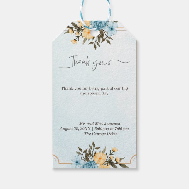 Moderne Elegante Flora Grün Hochzeit Geschenkanhänger (Vorderseite)