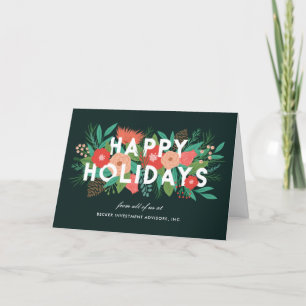 Moderne Elegante Flora Happy Holidays Corporate Feiertagskarte