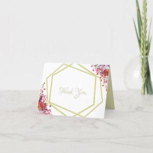 Moderne Elegante Flora Rustikale Hochzeit Dankeskarte