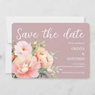 Moderne elegante florale Aquarell-Pfingstrose stau Save The Date