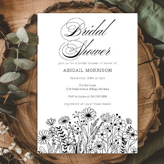 Moderne elegante florale Boho-Brautparty Einladung
