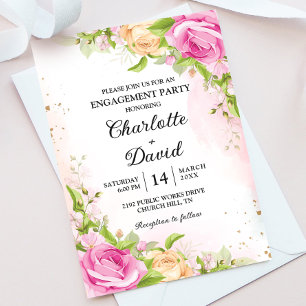 Moderne elegante florale chic Verlobungsfeier Einladung
