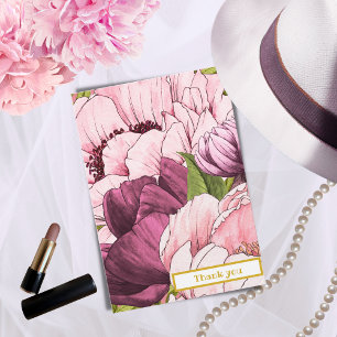 Moderne elegante florale rosa Pfingstrosen Dankesc Dankeskarte
