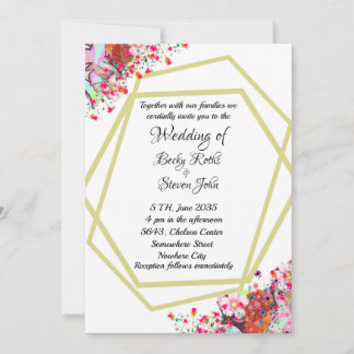 Moderne elegante florale Rustikale Hochzeitseinlad Einladung