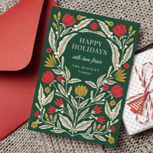 Moderne Elegante Folk Floral Weihnachten geklappt