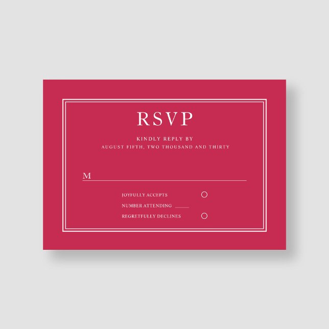 Moderne Elegante Formal Magenta Wedding RSVP Karte (Modern Elegant Formal Magenta Wedding RSVP Card)