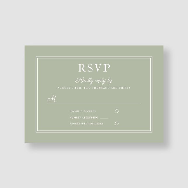 Moderne elegante, formale RSVP-Karte für grüne Hoc RSVP Karte (Modern Elegant Formal Sage Green Wedding RSVP Card)