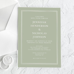 Moderne elegante formelle Salbei-grüne Hochzeit Acryleinladungen