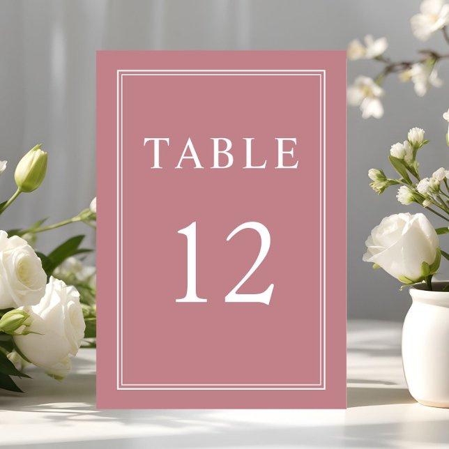 Moderne, elegante formelle, stürmische Rose Hochze Tischnummer (Modern Elegant Formal Dusty Rose Wedding Table Number)