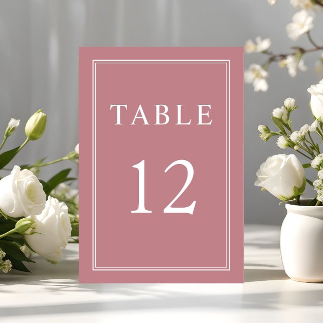 Moderne, elegante formelle, stürmische Rose Hochze Tischnummer (Modern Elegant Formal Dusty Rose Wedding Table Number)