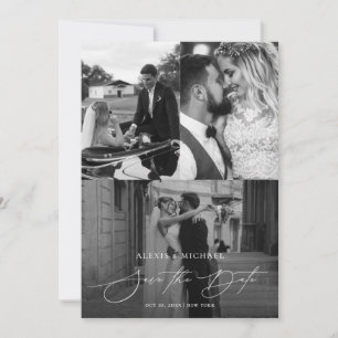 Moderne elegante Foto-Collage-Hochzeit Save The Date